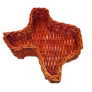 Red Texas Basket Wicker State Shaped Coffee Table 12" x 12"